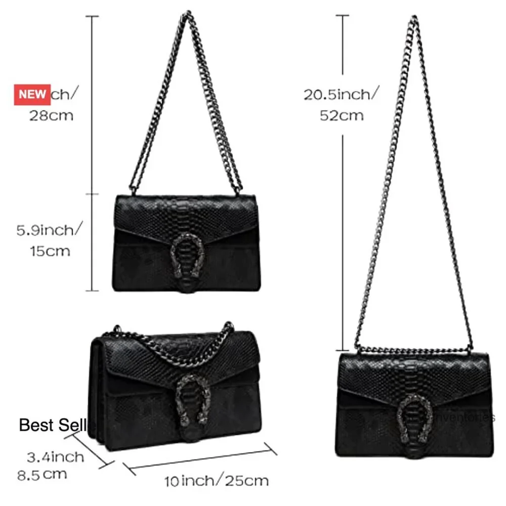 Snake Printed Artificial Leather Crossbody Clutch Evening Bag
